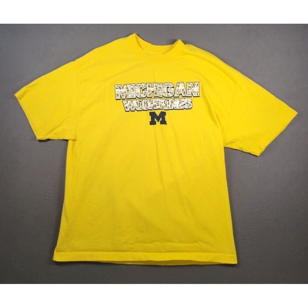 Alstyle Michigan Wolverines Shirt Mens XL Yellow Graphic NCAA Football Tee